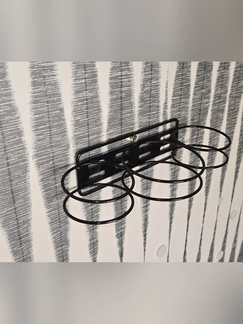 Black Wall Mounted Hair Dryer & Styling Tool Holder – 6 Ring Bathroom Organizer